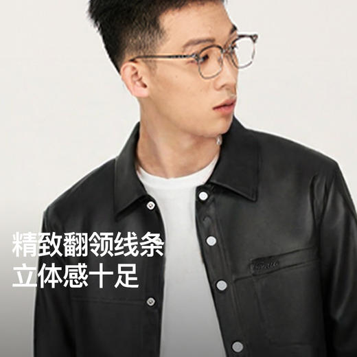 NPC潮牌复古【老钱风PU皮】翻领衬衫夹克男潮流港风宽松NP4CTJ22 商品图4