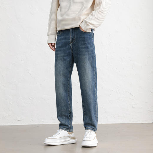 GXG男装25秋季时尚百搭日常通勤复古水洗弹力舒适男士锥形牛仔裤K&C 商品图1