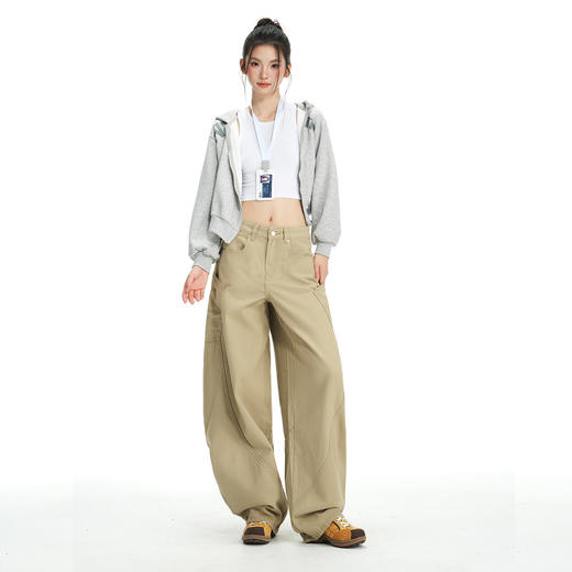 【加绒加厚】罗蒙秋冬款女士弯刀裤阔腿美式高街潮时尚百搭长裤 商品图2