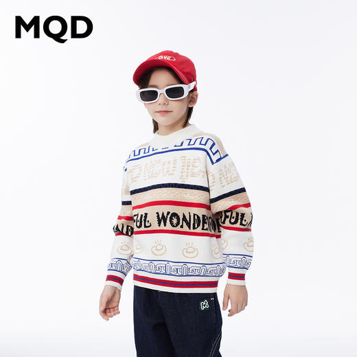【秒】【MQD】男童冬季时尚满版提花拼接半高领针织衫 商品图2