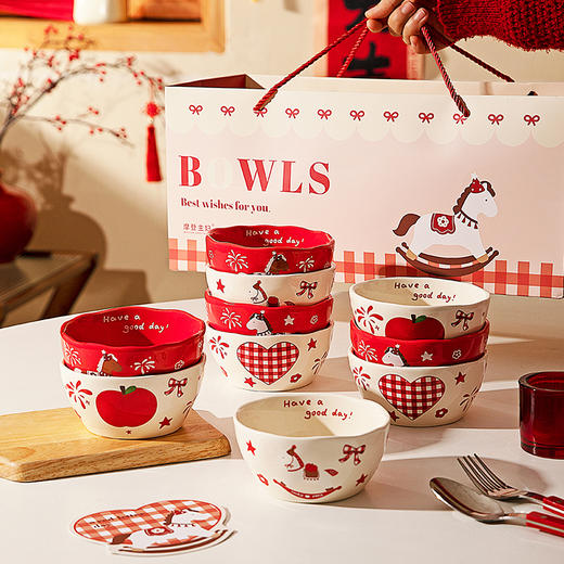摩登主妇马年陶瓷米饭碗家用碗具2025新款高颜值餐具乔迁新年礼物 商品图4