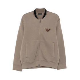 EMPORIO ARMANI 阿玛尼 男士鹰形徽标贴片双面针织拉链卫衣 棕色 EM002877 AF17545 U6189