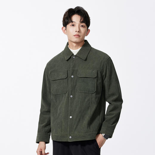 GXG男装【灯芯绒面料】秋季简约翻领立体贴袋经典休闲男式夹克K&C 商品图8