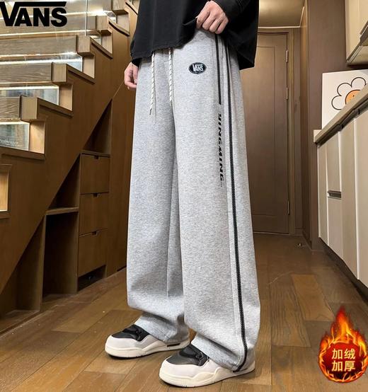 D121573男女同款松紧腰侧边字母加绒加厚奥粒绒百搭休闲裤卫裤 商品图2
