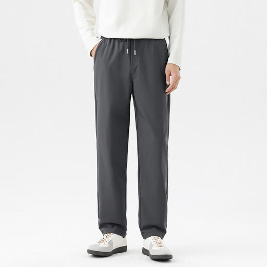GXG男装25秋季舒适弹力松紧腰抽绳轻薄简约修身版男式直筒休闲裤K&C 商品图3