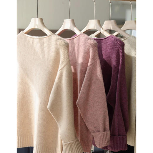 珍贵牦牛绒！2025藏地软黄金260g加厚保暖卷边一字圆领羊毛毛衣女秋冬 商品图3