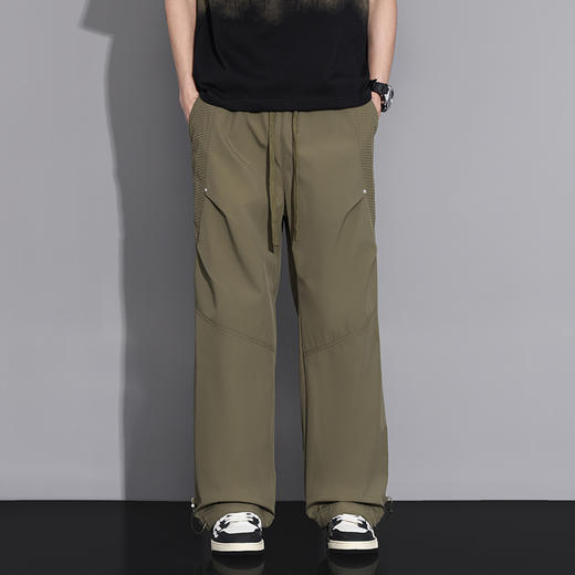 GXG男装2025春季弹力抽绳设计户外运动百搭宽松直筒休闲长裤K&C 商品图5