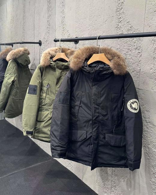 D121540休闲机能工装风纯色毛领连帽中长款滑雪服极地羽绒服男女同款 商品图1