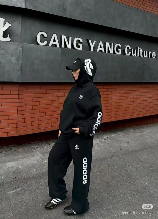 D121599冬季新款高版字母刺绣贴布男女同款加绒连帽卫衣 商品图10