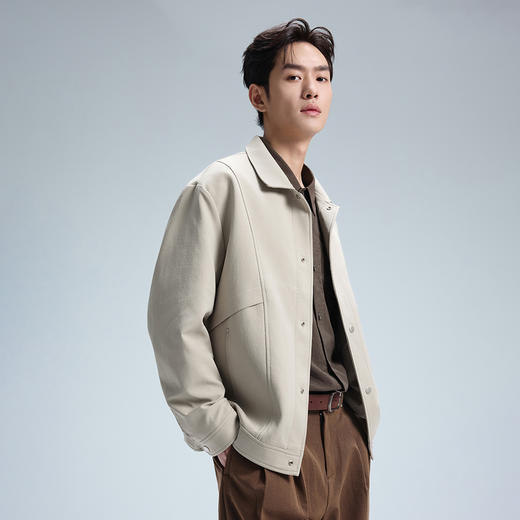 GXG男装【斜纹肌理】25秋季经典简约翻领通勤休闲男式夹克K&C 商品图6