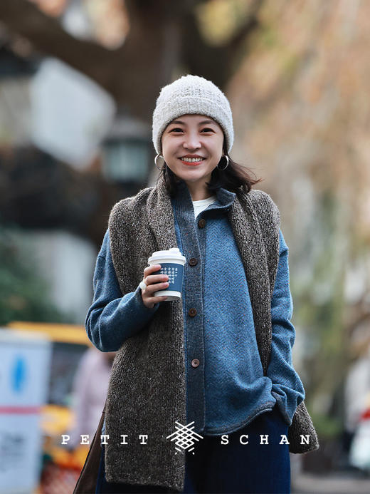 PETIT SCHAN小闪 CLO#998 Daybreak 将明未明 绵羊毛彩点提花针织开衫外套 商品图0