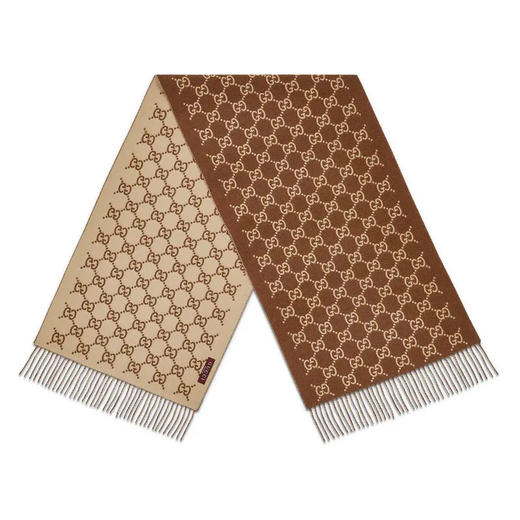 GUCCI 古驰 女士GG山羊绒围巾 棕色 812317 3GAC0 2379 商品图0
