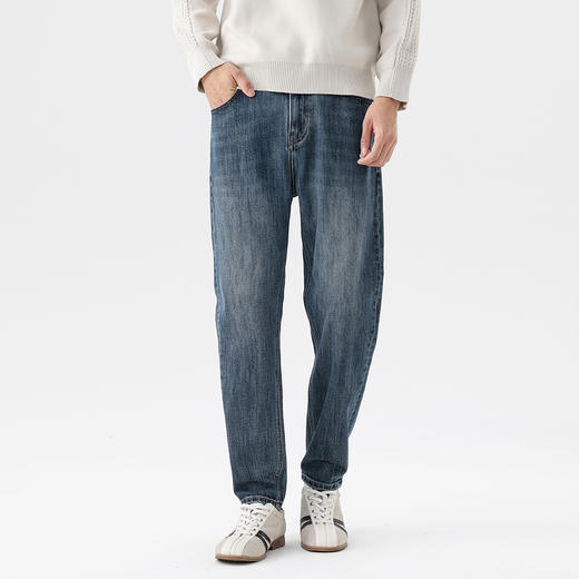 GXG男装25秋季日常通勤纯色简约百搭休闲时尚亲肤男式直筒牛仔裤K&C 商品图1