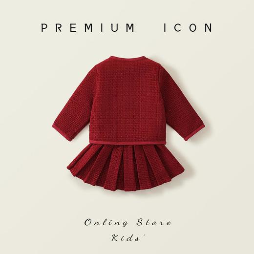 Hania2026年新年 女童夹棉加厚红色拜年服秋冬新款中小童韩版上衣百褶裙两件套90-140★ 商品图3