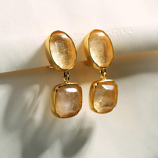 北京仓｜Goossens Paris-CABOCHONS-香槟色 岩石水晶 耳夹［法国设计师］ 商品图4