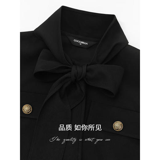 COCOBELLA优雅气质蝴蝶结飘带衬衫女秋冬干练通勤长袖衬衣SR52 商品图4