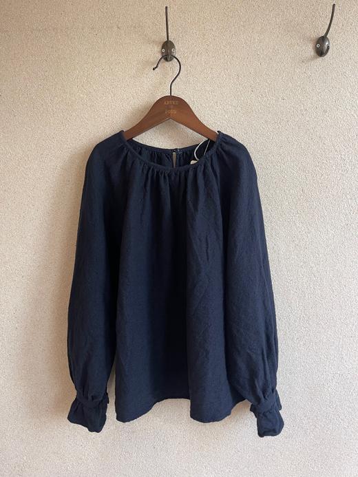 Gauze暗纹圆领荷花袖上衣 商品图5