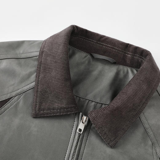 GXG男装25秋季时尚撞色领口简约百搭日常通勤男式翻领PU夹克K&C 商品图7