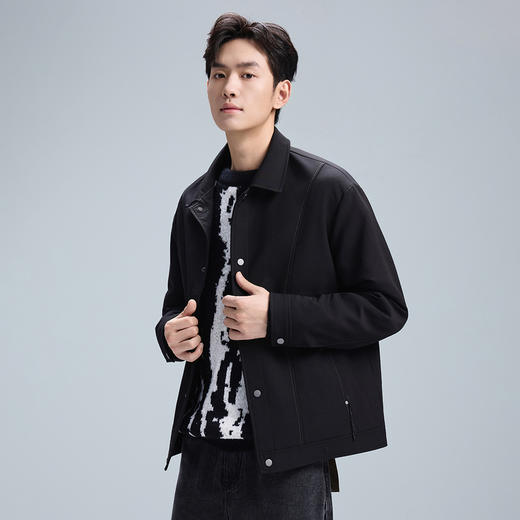 GXG男装【斜纹肌理】25秋季经典简约翻领通勤休闲男式夹克K&C 商品图2