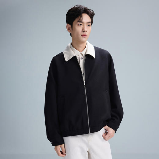 GXG男装25秋季时尚潮流撞色拼接简约百搭复古休闲男式翻领夹克K&C 商品图3