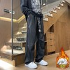 D121570秋冬新款暗纹扎染直筒脏脏裤加绒加厚情侣款卫裤 商品缩略图3
