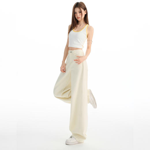 【加绒加厚】罗蒙牛仔裤秋冬款女士纯棉阔腿裤子百搭时尚休闲裤子 商品图3