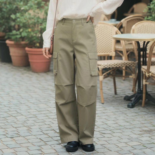 谜底直筒休闲裤长裤2026春季新品工装风百搭帅气裤子女265MK5024 商品图0