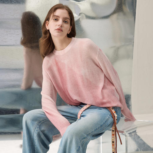 谜底套头针织衫长袖2026年春季新品印花蓬松保暖毛衣女261MZ0332 商品图1