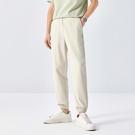 GXG男装25夏季时尚撞色抽绳舒适松紧腰简约百搭男式束脚长裤K&C 商品图9