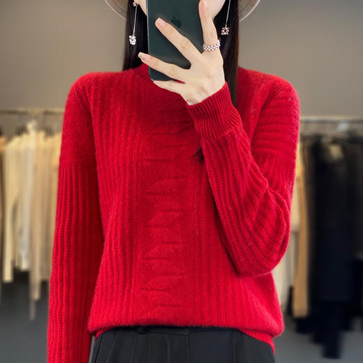 【清河羊毛羊绒专场】鹿展Z017 女士半高领羊毛衫 商品图0