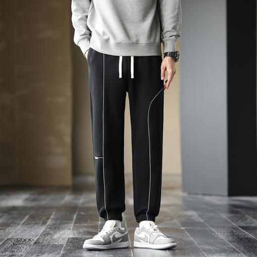 GXG男装25春季时尚侧缝拼接宽松运动风男式束脚休闲长裤K&C 商品图5