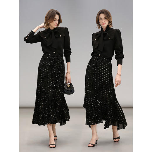 COCOBELLA优雅气质蝴蝶结飘带衬衫女秋冬干练通勤长袖衬衣SR52 商品图1