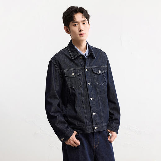 GXG男装25冬季简约翻领通勤百搭休闲外套日常户外男式牛仔夹克K&C 商品图3