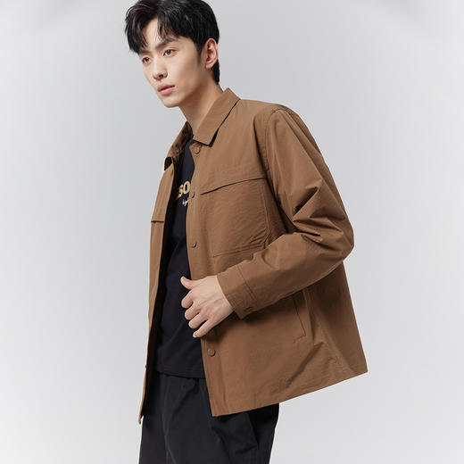 GXG男装【微皱肌理】25春季时尚简约翻领百搭休闲工装男式夹克K&C 商品图5