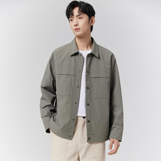GXG男装【立体贴袋】25春季简约百搭日常通勤翻领休闲男式夹克K&C 商品图4