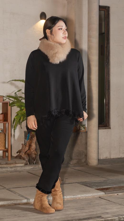 一周发货【加绒加厚 花边裤】冬季想要显瘦的加绒裤子，就是这款！专门做的放量修身版，后腰松紧，加大定制版，上身显瘦包容身材，裤脚立体花边设计，大码姐妹也能穿的修身款，模特身高168参考 商品图14