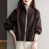 丁摩立领针织毛呢外套女短款秋冬装亮片设计外搭拉链开衫 ALW12-2186 商品缩略图2