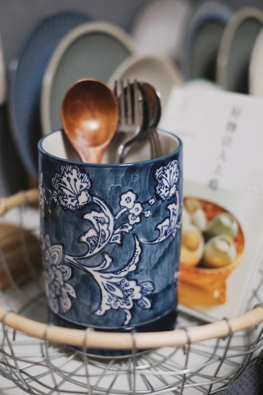 【分体式手绘青花陶瓷收纳筒】细腻手绘青花与贴心沥水设计的完美融合WD 商品图4