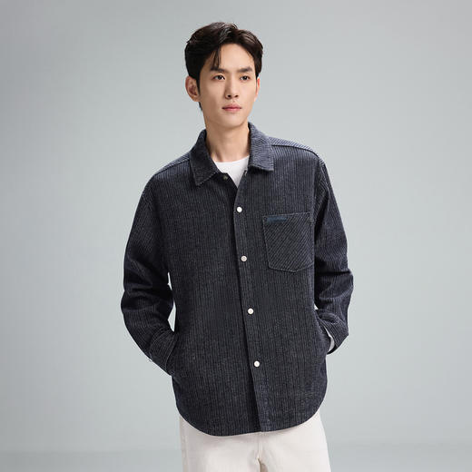 GXG男装【含莱赛尔】25秋季复古条纹肌理日常通勤男式翻领夹克K&C 商品图2
