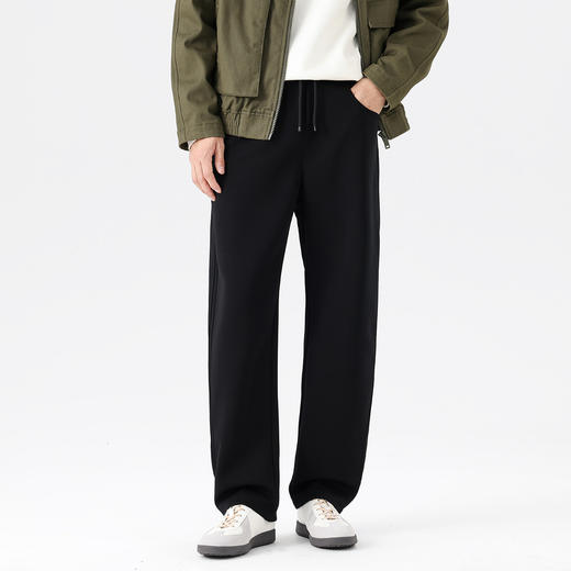 GXG男装25秋季时尚松紧腰系绳舒适亲肤弯刀裤宽松直筒男式休闲裤K&C 商品图1