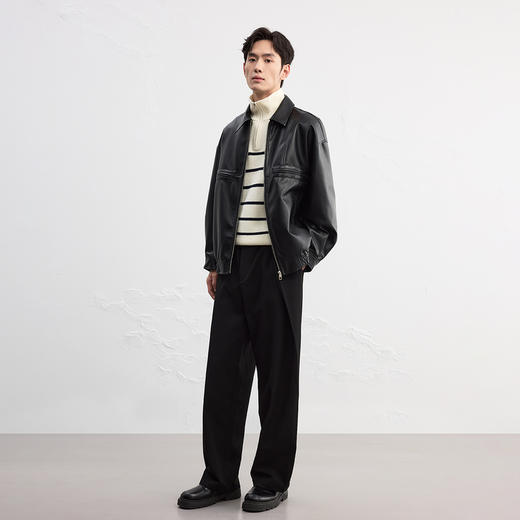 GXG男装【PU皮】25秋季时尚百搭复古简约通勤休闲男式翻领夹克K&C 商品图3