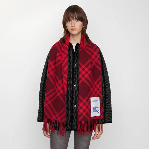 BURBERRY 巴宝莉 中性马术骑士徽标格子标签羊绒围巾 格子 8116876 A1308 商品图2