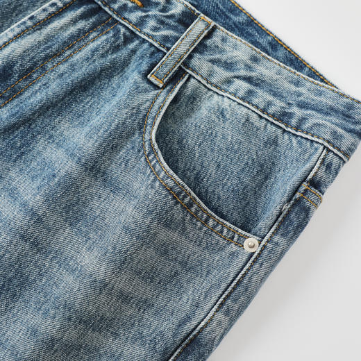 GXG男装25秋季时尚简约复古水洗宽松直筒休闲男式牛仔长裤K&C 商品图5