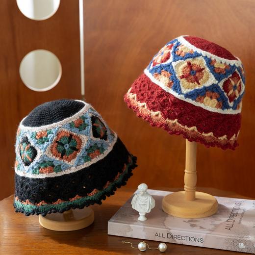 苏苏姐家岁暖菱格渔夫帽手工diy编织毛线团帽子钩针粗羊毛材料包 商品图3