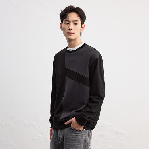 GXG男装25秋季时尚潮流宽松运动日常通勤舒适百搭男式圆领卫衣K&C 商品图2