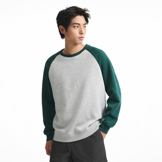 GXG男装秋季时尚撞色拼接套头圆领插肩袖男式长袖休闲卫衣K&C 商品图9
