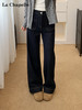 <新春福利>【拉夏贝尔/La Chapelle高腰明线阔腿牛仔裤】舒适主义~垂坠/挺括】宽松设计感百搭显瘦直筒长裤 商品缩略图3