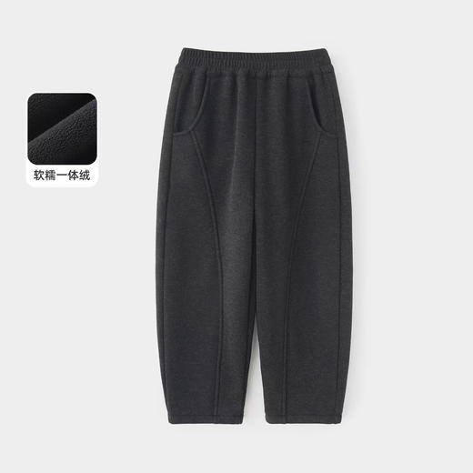 智妙屋儿童加绒弯刀裤秋冬裤保暖冬季系带男女童休闲风纯色休闲裤100-170 商品图2