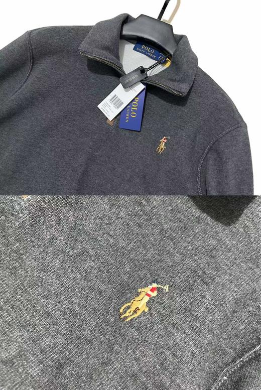 D121550彩标小马刺绣纯色半拉链针织卫衣男女同款 商品图13