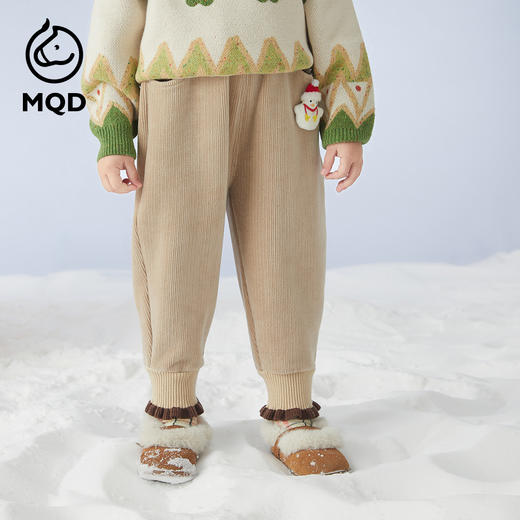 【秒】【MQD】女小童冬季甜美可爱木耳边休闲针织长裤 商品图0